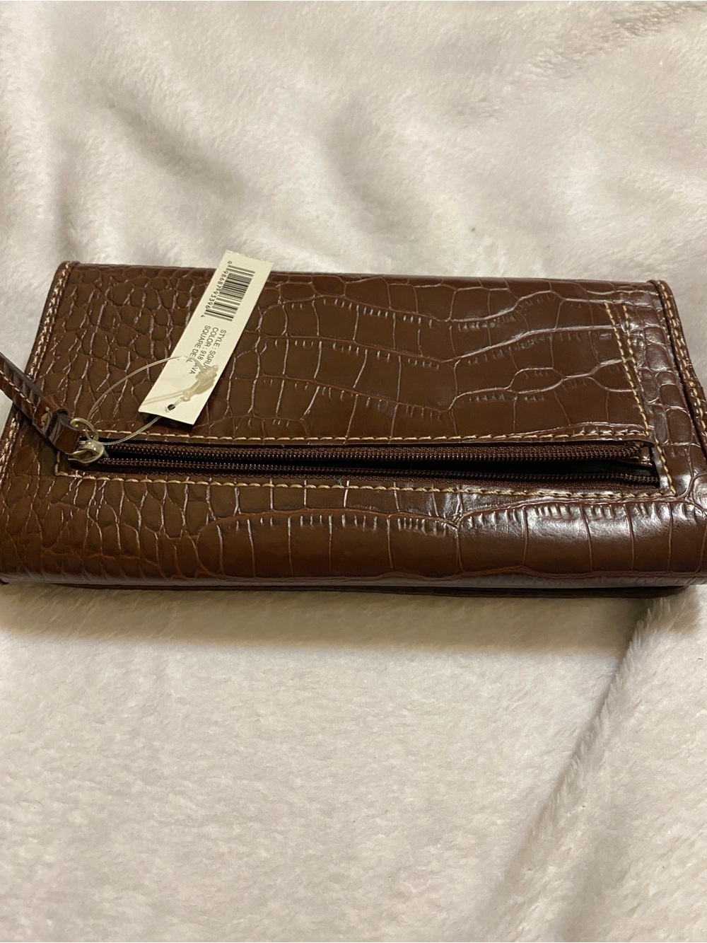 Liz Claiborne Crazy Horse Brown Croc-Embossed Wallet with Gold Plaque NWT - Picture 5 of 5